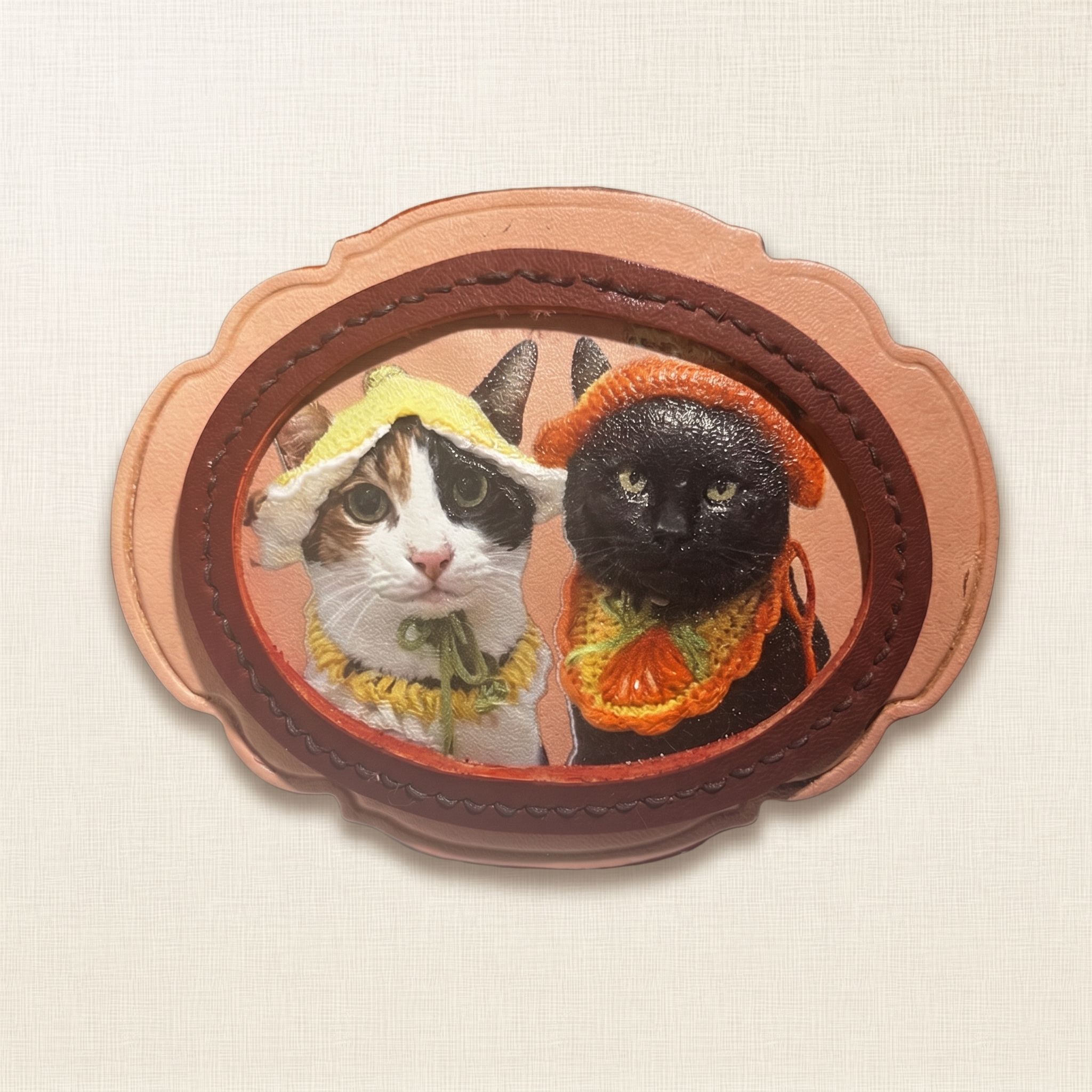 Elegant Oval Leather Pet Portrait Pendant
