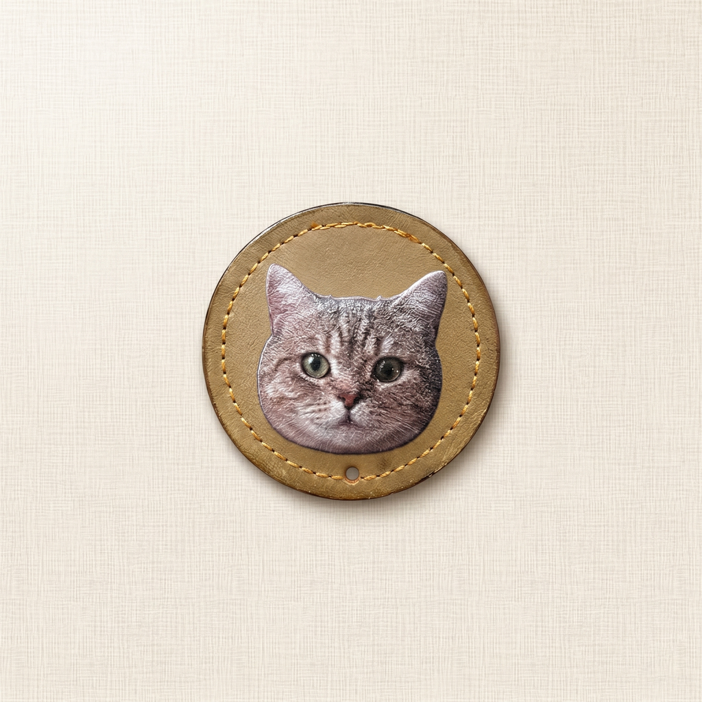 Custom Round Leather Pet Portrait Pendant