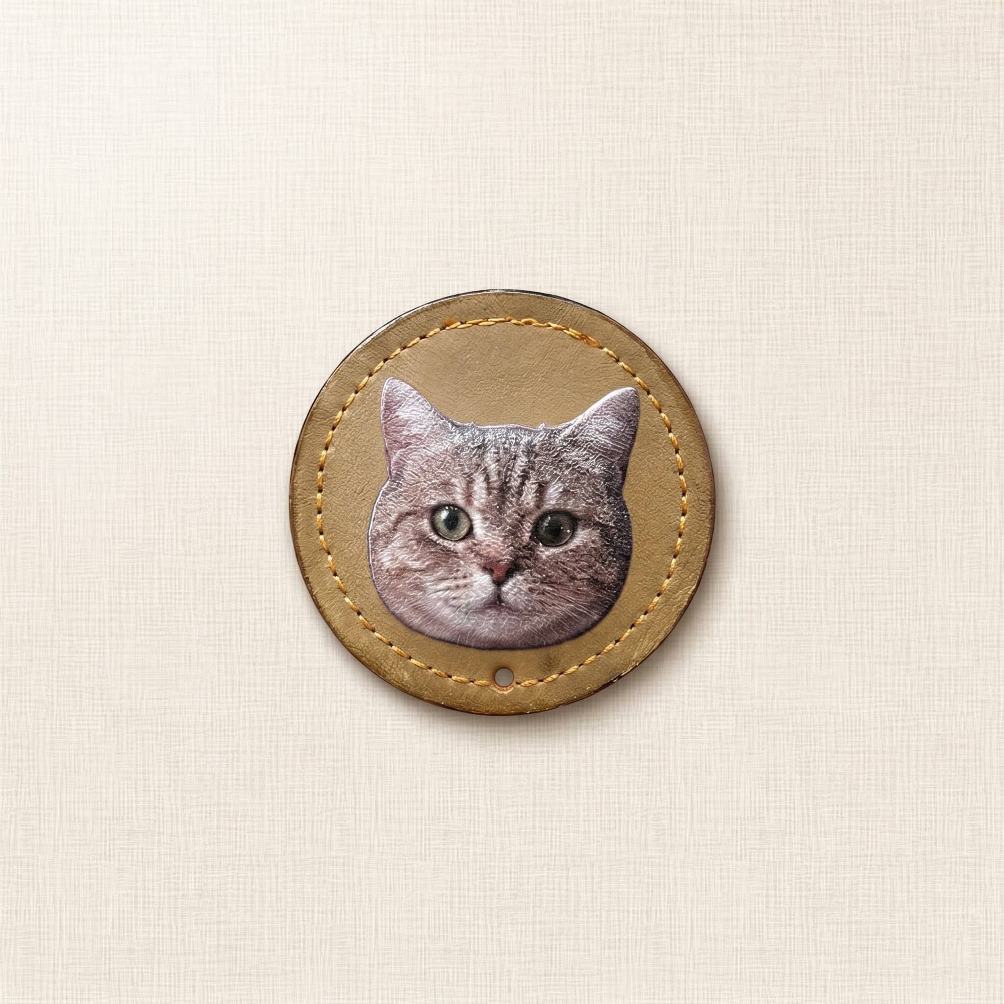 Custom Round Leather Pet Portrait Pendant