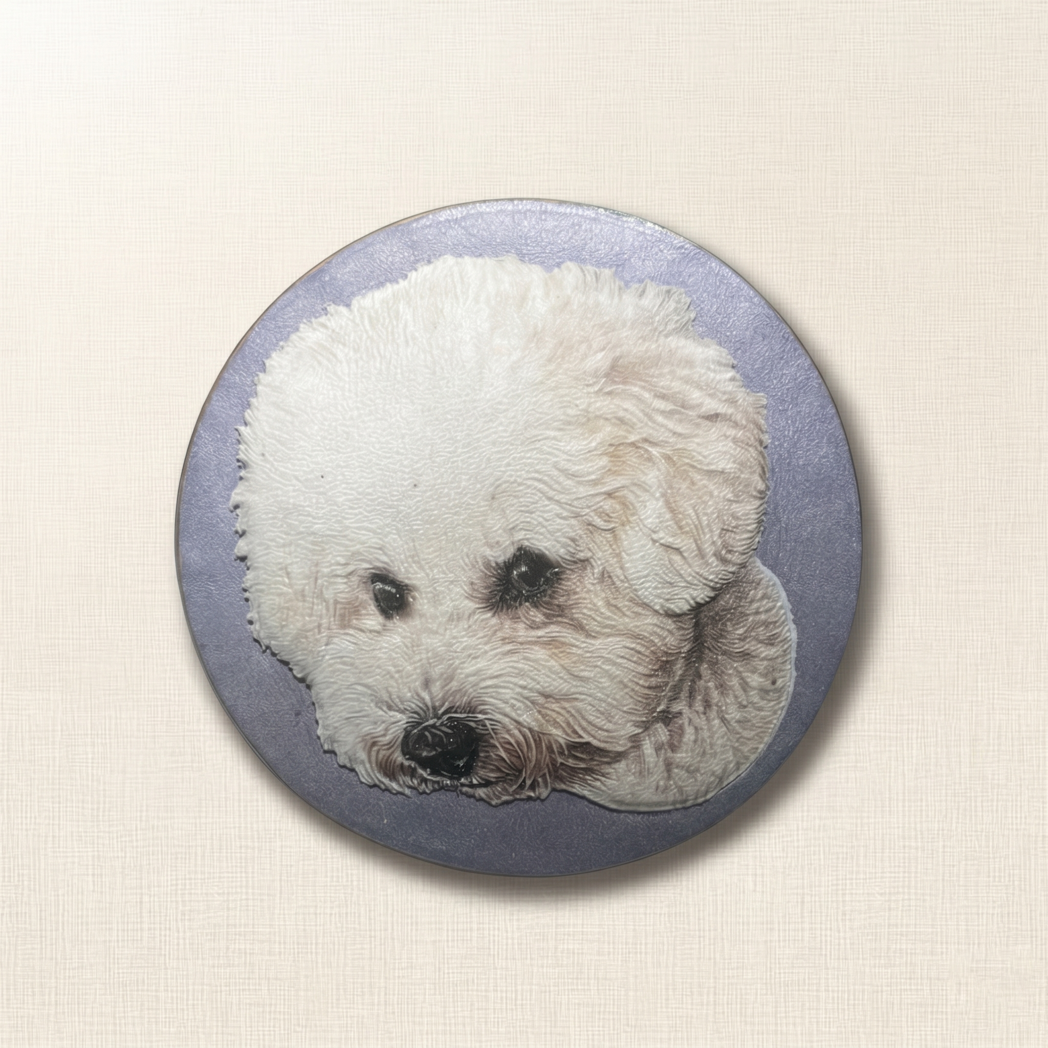 Custom Round Leather Pet Portrait Pendant