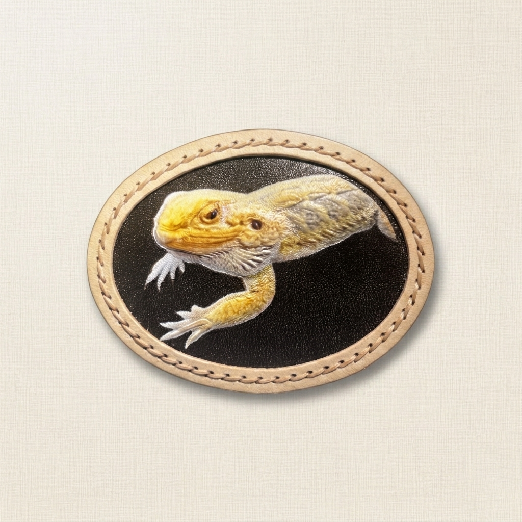 Elegant Oval Leather Pet Portrait Pendant