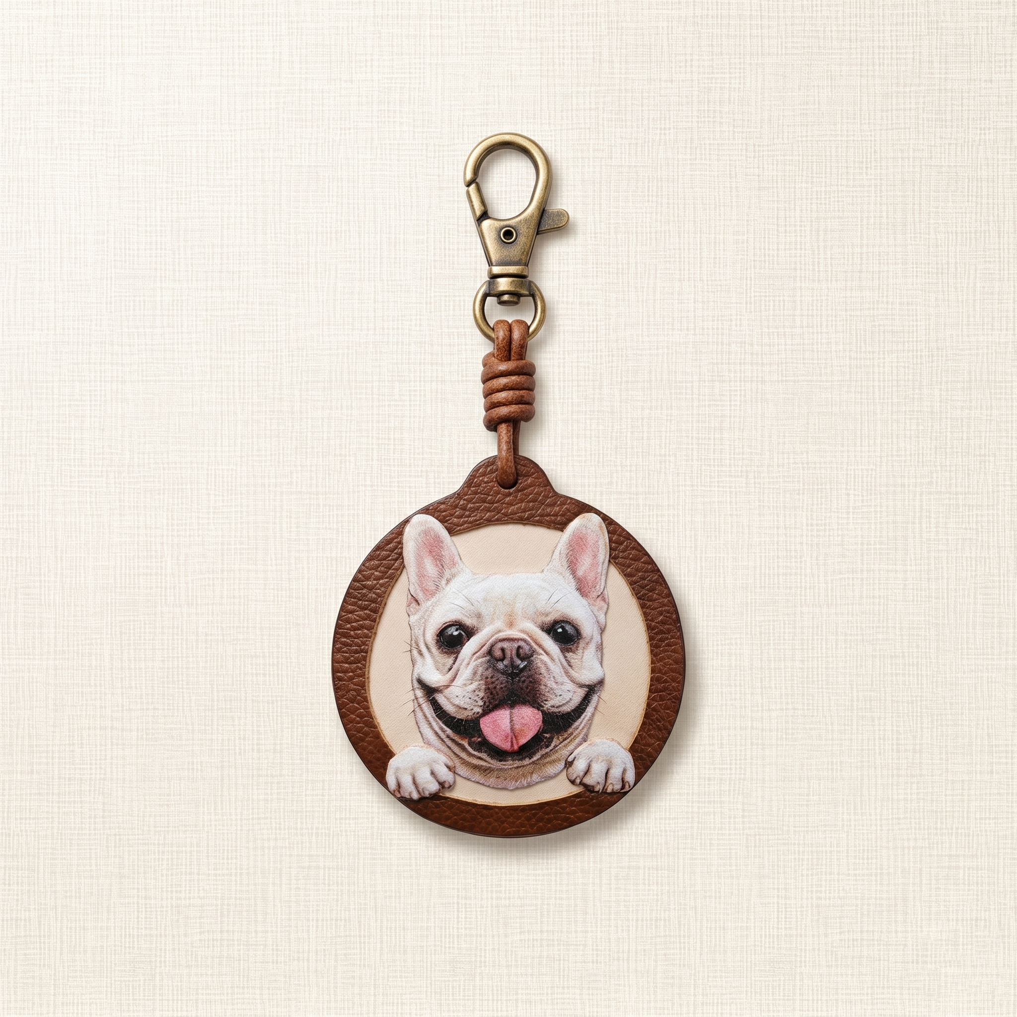 Custom Round Leather Pet Portrait Pendant